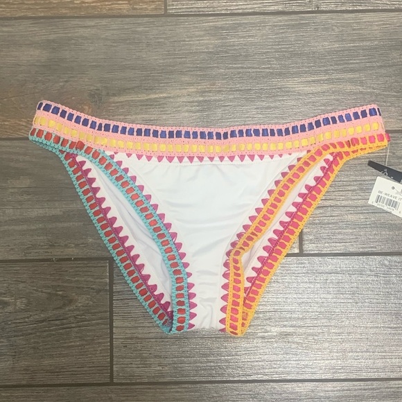 NWT Bar III Weave It Cheeky Bikini Swimsuit Bottoms Large or XL White Embroidery - Picture 6 of 9